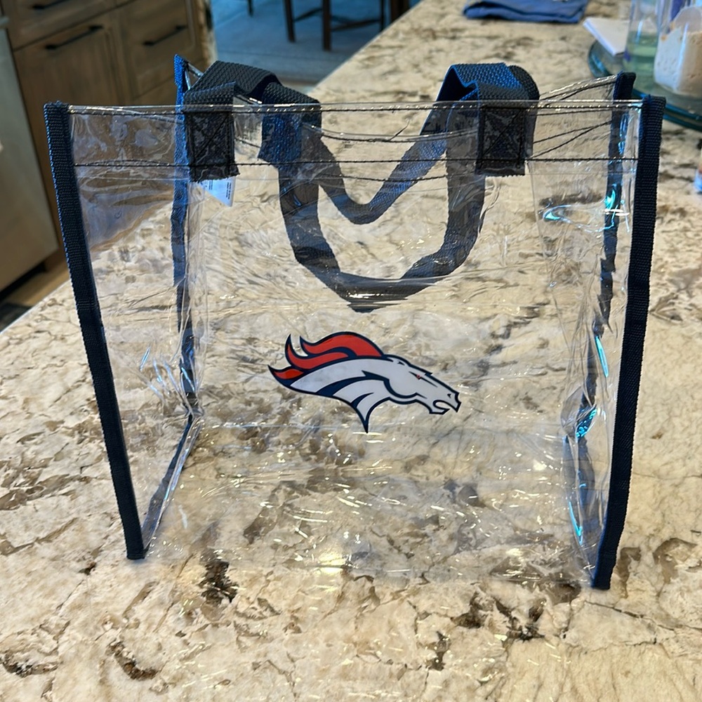 Brand new, never used Denver Broncos clear stadium bag
